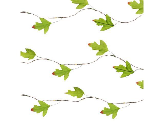 Elegani 20 LED Maple Leaf Fairy Lights 7.7ft Green & Orange Ombre Leaves with Warm White LEDs