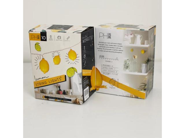 Elegani 10 LED Lemon String Lights Warm White Indoor Outdoor Décor for Windows, Trees, Railings, Holiday Display