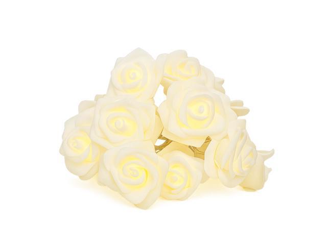 Elegani 20 LED Warm White Rose String Lights 9.5ft Soft PE Flowers for Wedding & Home Decor