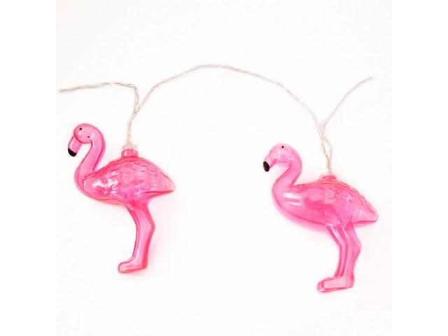 Elegani 10 LED Flamingo String Lights Warm White Indoor Outdoor Décor for Windows, Gazebos, Deck Railings