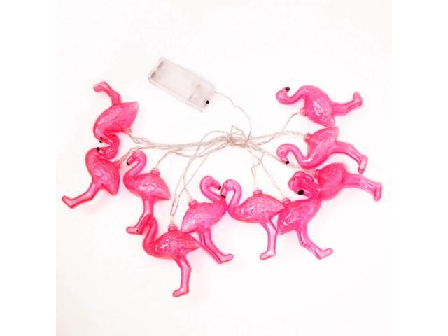 Elegani 10 LED Flamingo String Lights Warm White Indoor Outdoor Décor for Windows, Gazebos, Deck Railings