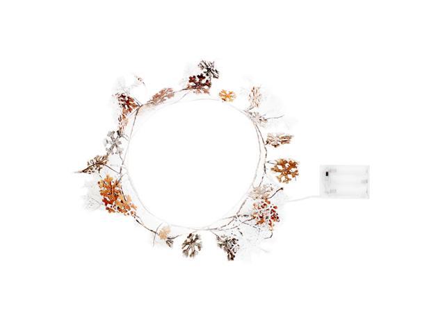 Elegani 20 LED Glitter Snowflake Fairy Lights 7.5ft Copper Wire String Light with Large & Small Glittered Snowflakes, Warm White Glow for Holiday...