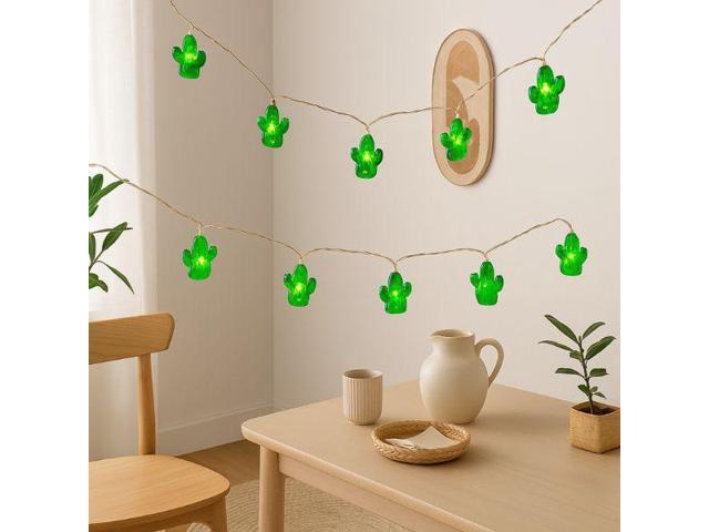 Elegani 10 LED Cactus String Lights Warm White Decorative Fairy Lights for Bedroom, Dorm, Patio or Party Décor 3.5 ft Lighted Length with Clear...