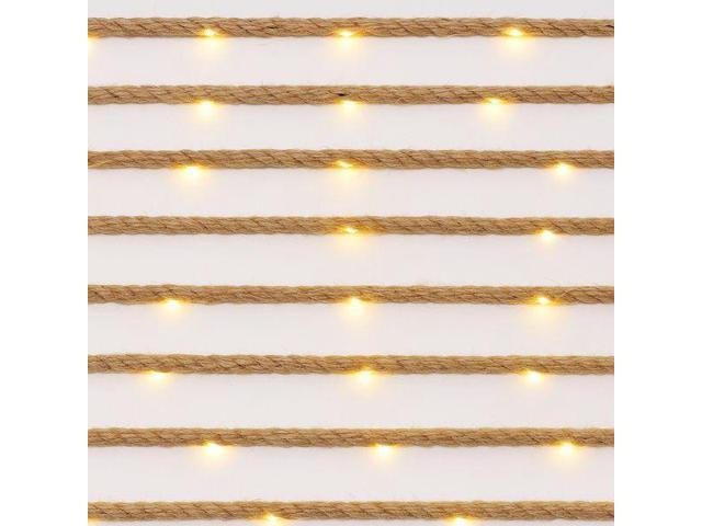 Elegani 30 LED Rope String Lights 8ft Natural Woven Rope with Warm White Fairy Lights for Farmhouse, Wedding, and Holiday Décor