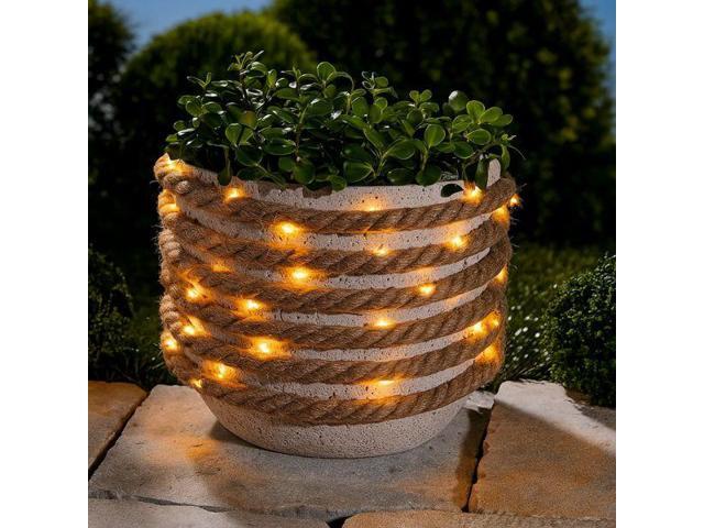 Elegani 30 LED Rope String Lights 8ft Natural Woven Rope with Warm White Fairy Lights for Farmhouse, Wedding, and Holiday Décor