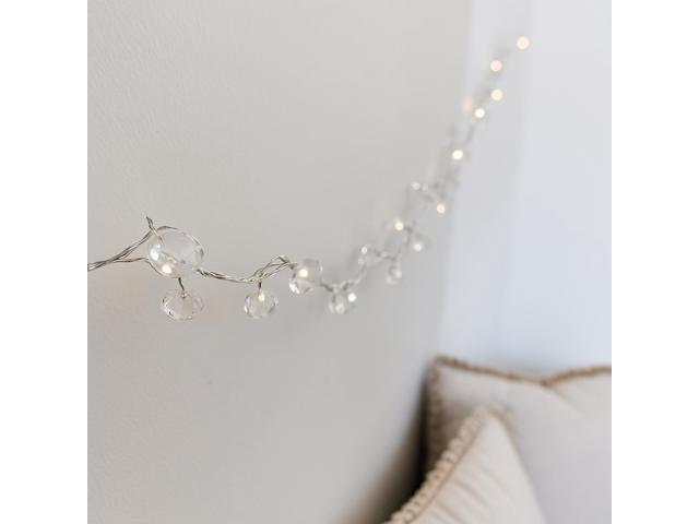Elegani 40 LED Crystal Gemstone Fairy Lights 16ft Silver Wire String Lights with 97 Clear Crystals Warm White Glow for Bedroom, Nursery, Party,...