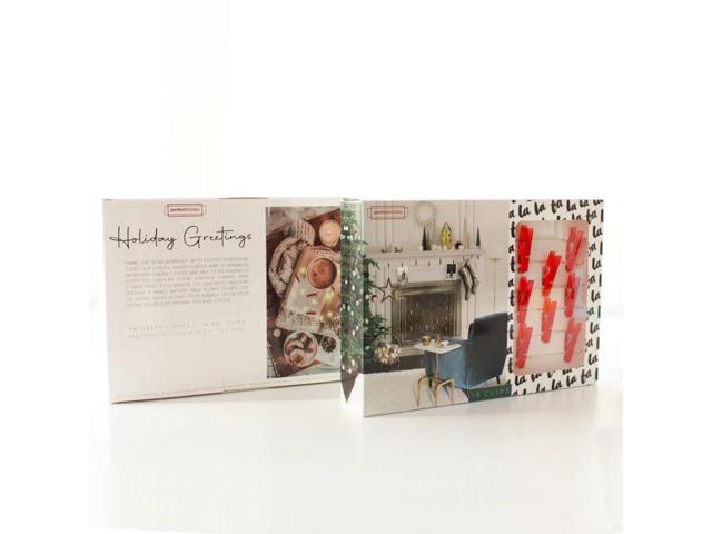 Elegani 36 LED Red Photo Clip String Light with Green Lights 13FT Decorative Holiday Card Display