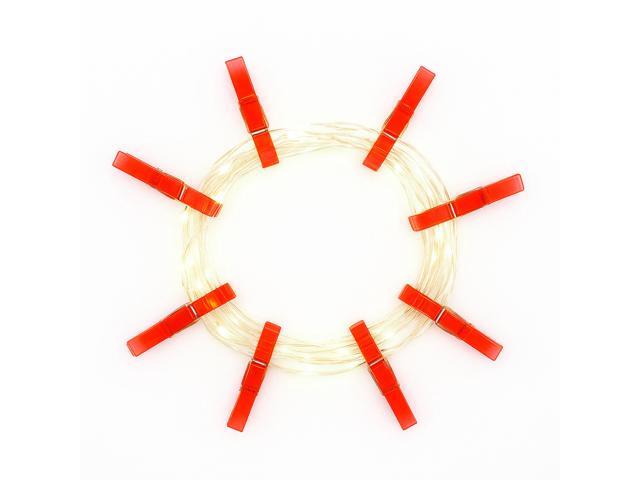 Elegani 36 LED Red Photo Clip String Light with Green Lights 13FT Decorative Holiday Card Display