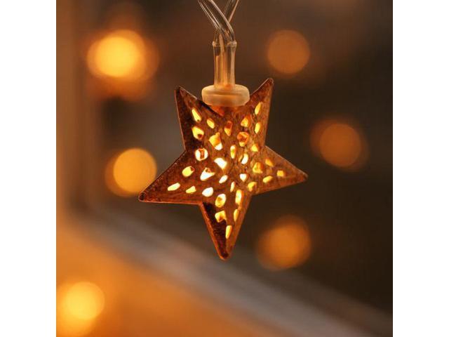 Elegani Rose Gold Moroccan Star String Lights 10 LED Warm White Lights, 3FT Clear Cable
