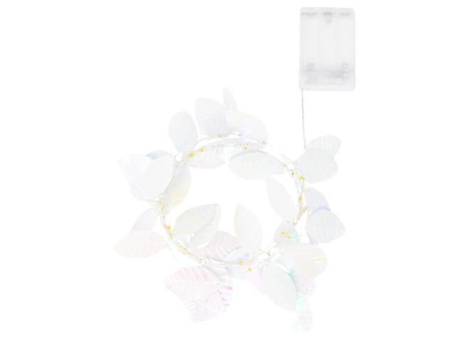 Elegani 20 LED Iridescent Leaf Fairy Lights 7.8ft Silver Copper Wire String Light for Bedroom, Nursery, Wedding, Holiday Décor Warm White...