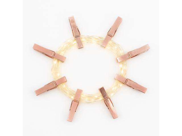 Elegani 36 LED Rose Gold Photo Clip String Lights 13ft Decorative Picture Hanging Light for Wall, Dorm, Bedroom, or Headboard Display