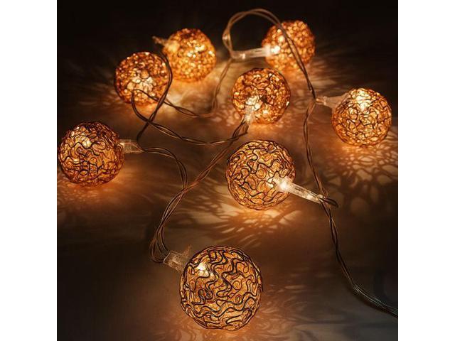 Elegani Rose Gold Woven Copper Ball String Lights 10 LED Mini Globe Lights, Warm White, 2.4ft