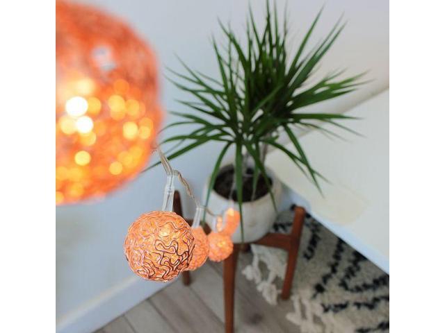 Elegani Rose Gold Woven Copper Ball String Lights 10 LED Mini Globe Lights, Warm White, 2.4ft