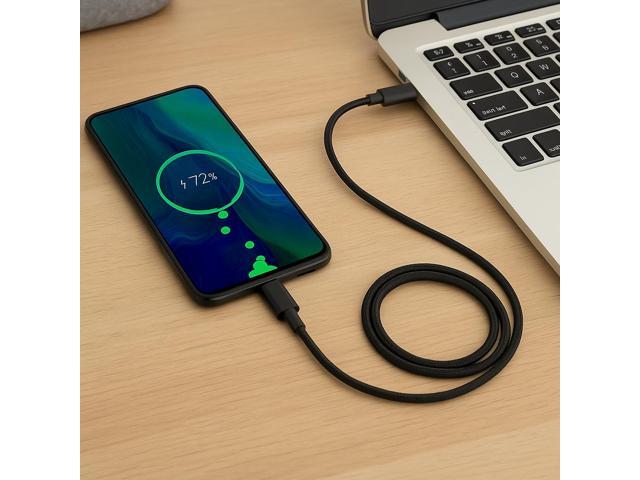 6 Feet Braided USB Type C to Type C Fast Charging Data Sync Cable Black
