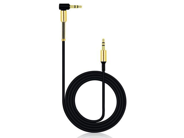 3.5mm Male to M Aux Cable Cord L-Shaped Right Angle Car Audio Headphone Jack (Black)