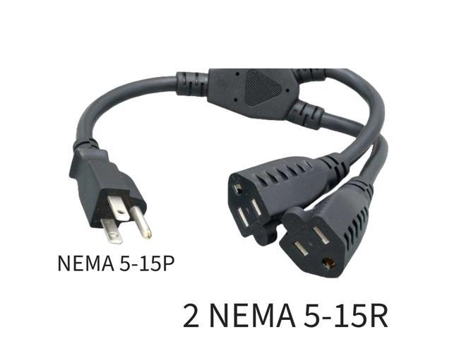 Sanoxy 14 inches Power Cord Splitter Cable 14 AWG (2 NEMA 5-15R to 1 NEMA 5-15P)