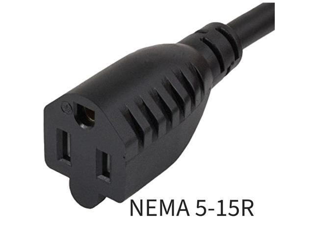 Sanoxy 1ft Ultra Low Profile Power Extension Cord NEMA 5-15P to NEMA 5-15R, Black