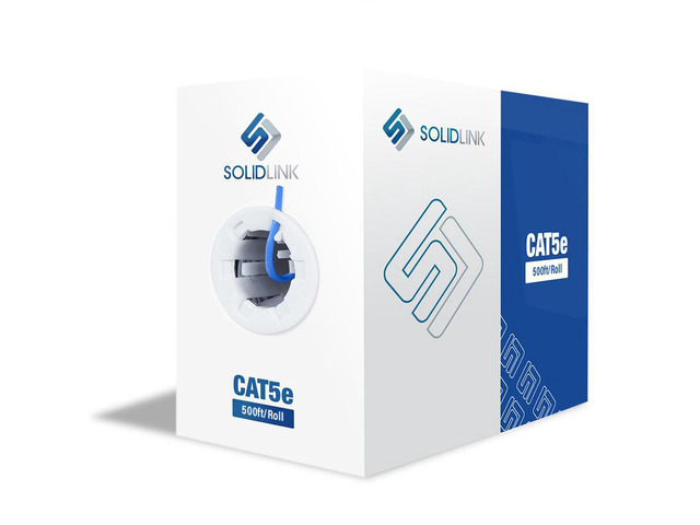 CAT5e 500FT UTP Cable Solid 23AWG 550MHz Network Ethernet Bulk USA Blue