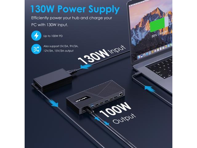 Wavlink USB C Triple Monitor Docking station With 100W Laptop Charging, 3X HDMI, 2X DisplayPort, 6X 10Gbps USB Ports, Gigabit Ethernet, Audio & Mic...
