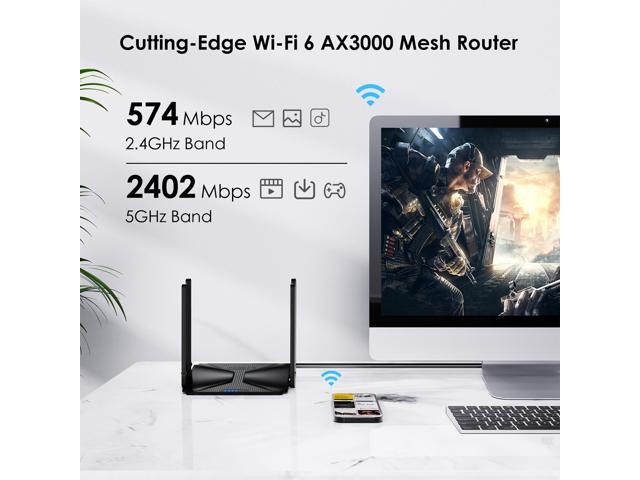Wavlink AX3000 WiFi Router Dual Band Wi-Fi 6 Gaming Router 802.11ax Wireless Router with 2 Gigabit LAN ports for Gaming and VR, VPN(PPTP L2TP)...