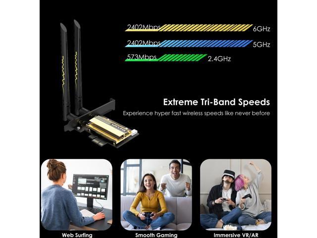 Wavlink WiFi 6E AX5400 PCIe WiFi Card AX210 Network Card Bluetooth 5.3 Tri-Band 2.4G/5G/6G Wireless Adapter, 802.11ax with MU-MIMO, OFDMA, WPA3,...