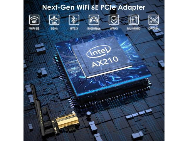 Wavlink WiFi 6E AX5400 PCIe WiFi Card AX210 Network Card Bluetooth 5.3 Tri-Band 2.4G/5G/6G Wireless Adapter, 802.11ax with MU-MIMO, OFDMA, WPA3,...