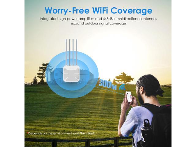 WAVLINK WiFi6 Outdoor WiFi Extender Access Point, Dual Band AX3000 2.4G+5G Long Range Outdoor WiFi Mesh Extender with PoE/4x8dBi High-gain...