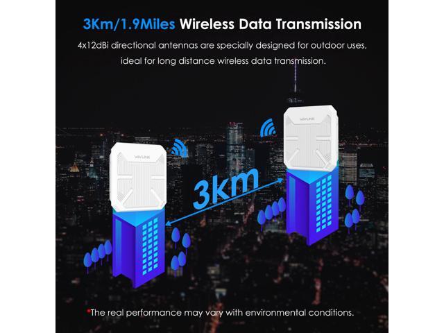 Wavlink WiFi 6 AX3000 Dual-Band WiFi Range Extender WiFi Repeater Long Range Outdoor AP with PoE, 4x12dBi High-gain Antennas, IP67 Weatherproof...