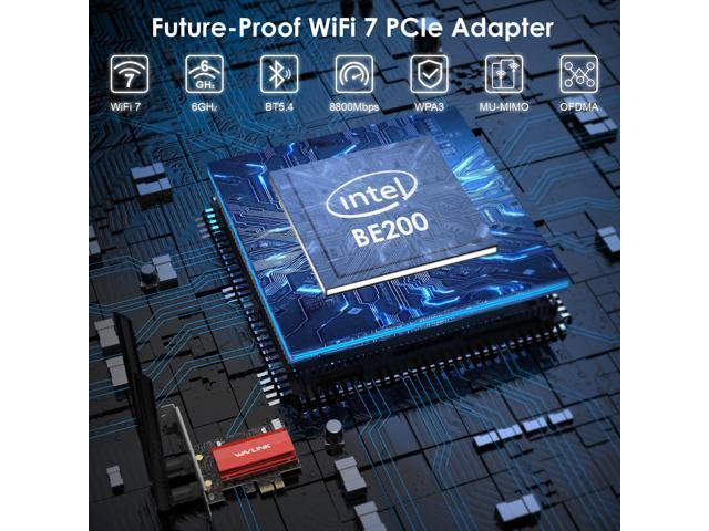 WAVLINK WiFi 7 BE8800 PCIe Network Card 8774Mbps, Tri-Band Intel BE200 Wireless Adapter with Bluetooth 5.4, MU-MIMO, WPA3, Low-Profile Bracket,...