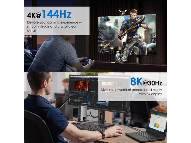 WAVLINK USB C Docking Station PD3.1 Triple Display with 140W Power, 8K Displayport*2 + 8K HDMI, RJ45, 10G USB-C, 2 USB 3.0, SD/TF Slot, Audio/Mic,...