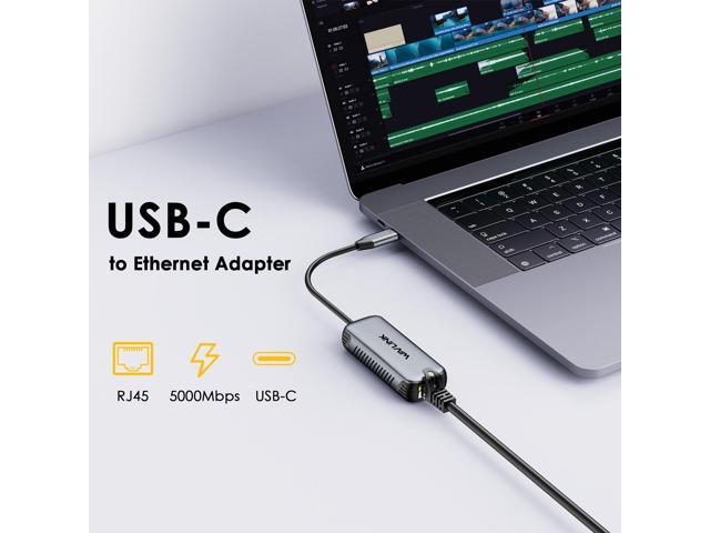 WAVLINK 5Gbps USB C to Ethernet Adapter, Driver-free USB C to RJ45 Gigabit Ethernet Network Adapter, Aluminum Case for Windows 10/11, Mac OS 11 or...