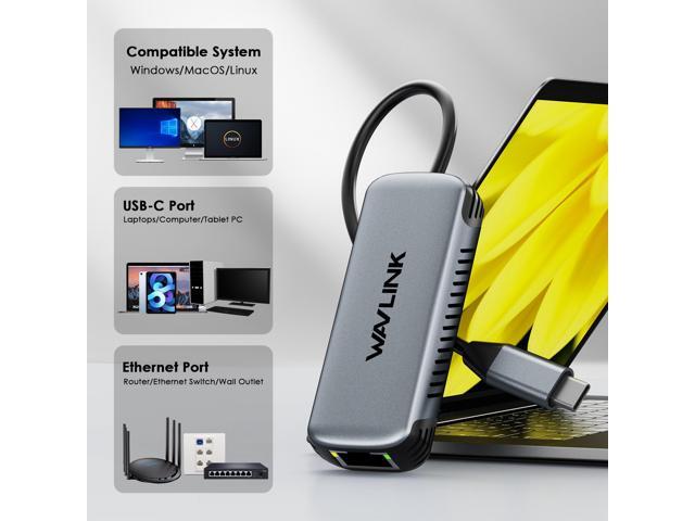 WAVLINK 5Gbps USB C to Ethernet Adapter, Driver-free USB C to RJ45 Gigabit Ethernet Network Adapter, Aluminum Case for Windows 10/11, Mac OS 11 or...