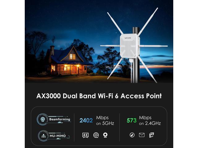 WAVLINK AX3000 WiFi 6 Range Extender Outdoor Long Range Wifi Repeater/Wireless AP/Router/Signal Booster with Dual Band/Passive PoE/IP67 Waterproof,...