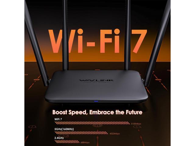 WAVLINK BE5100 Wi-Fi 7 Router, Dual Band Gaming Router with 4096-QAM Tech, Support EverythingMesh/Router/AP/Repeater Mode, Guest WiFi, QoS, IPv6 &...