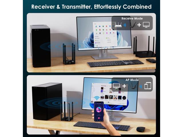 WAVLINK WiFi 7 BE6500 Tri-Band USB 3.0 Wireless Network Adapter (2.4G/5G/6G, 688+2882+2882 Mbps), with Built-in Driver, WPA3, MLO & Multi-RU, 5dBi...
