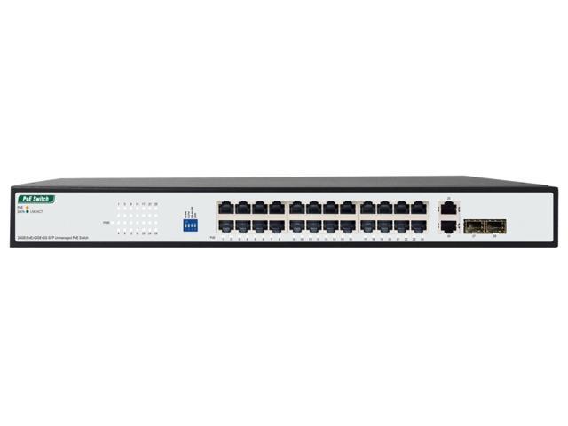 WAVLINK 24-Port Gigabit Ethernet Unmanaged Switch, 24 x PoE+ Ports @ 250W, 2 x Gigabit RJ45 Uplink + 2 x 1000Mbps SFP Slots, IEEE 802.3af/at,...