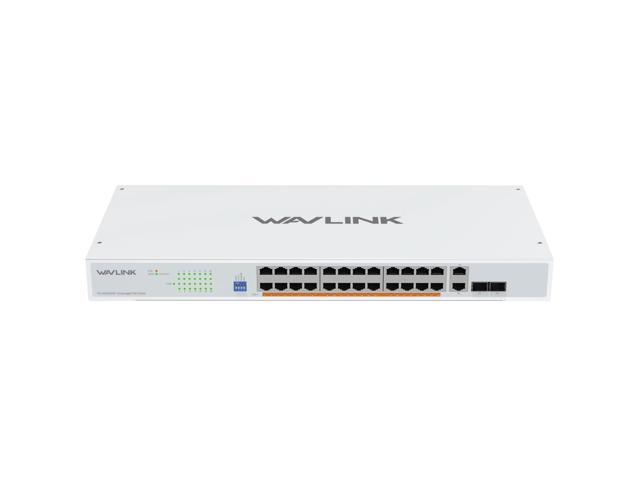 WAVLINK 24-Port Gigabit Ethernet Unmanaged Switch, 24 x PoE+ Ports @ 250W, 2 x Gigabit RJ45 Uplink + 2 x 1000Mbps SFP Slots, IEEE 802.3af/at,...