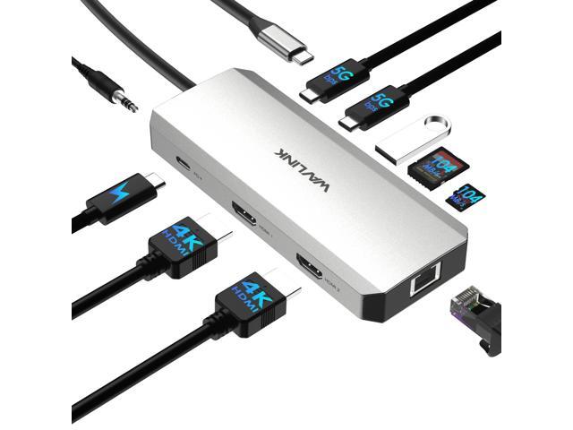 WAVLINK Docking Station Dual Monitor, 10-in-1 USB-C Hub with Dual HDMI 4K@60Hz, USB A/C 3.0, SD/TF, 100W PD in, Gigabit Ethernet, Audio for...