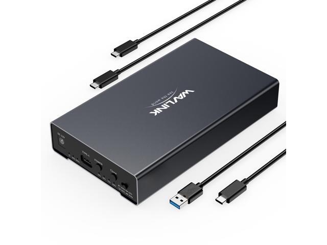 Wavlink Aluminum M.2 NVMe Dual-Bay Hard Drive Enclosure for 2.5'/3.5' SATA HDD/SSD, One-Key Offline Clone with 10Gbps USB-C, Enclosure for...