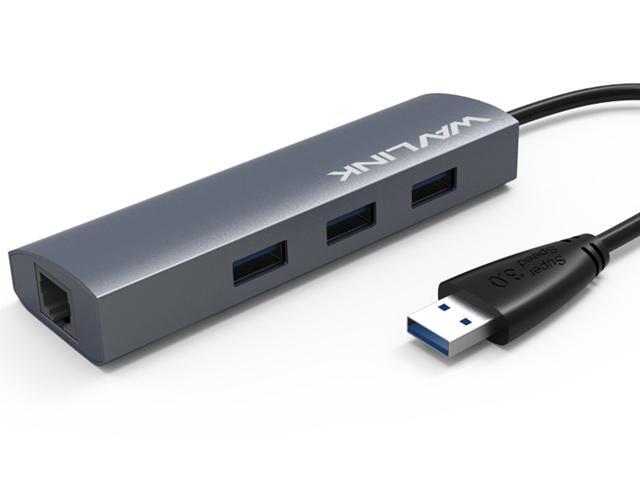 Wavlink Aluminum 3 Ports USB 3.0 Hub with Gigabit Ethernet Adapter, USB to Gigabit Ethernet Adapter 10/100/1000 RJ45 Converter 3 ports Mini docking...