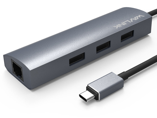 Wavlink Aluminum USB 3.0 Type c HUB USB C to Gigabit Ethernet Adapter Add 3 Ports USB 3.0 Hub Bus w/ 10/100/1000 RJ45 Converter- USB Extender /...