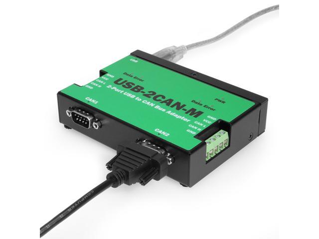 Coolgear 2-Port USB to CAN Bus Adapter, DIN-Rail & Wall Mountable Metal Case