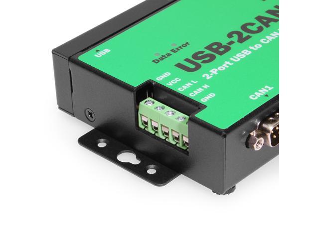 Coolgear 2-Port USB to CAN Bus Adapter, DIN-Rail & Wall Mountable Metal Case
