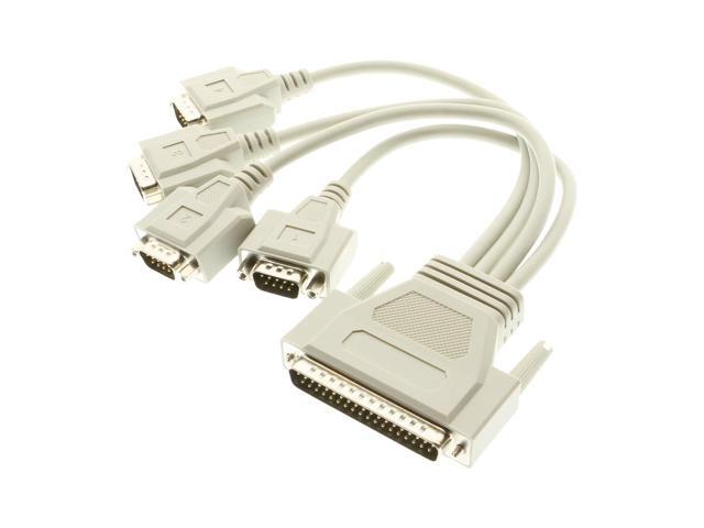 SerialGear 4-Port Compact Industrial USB to RS-232 w/ 1m Octopus Cable & DIN Rail