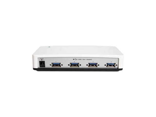 Coolgear 4 Port USB 3.2 Gen 1 Hub, 5Gbps Speeds, 15KV ESD Surge Protection, Screw Locking Ports, Power Adapter Included