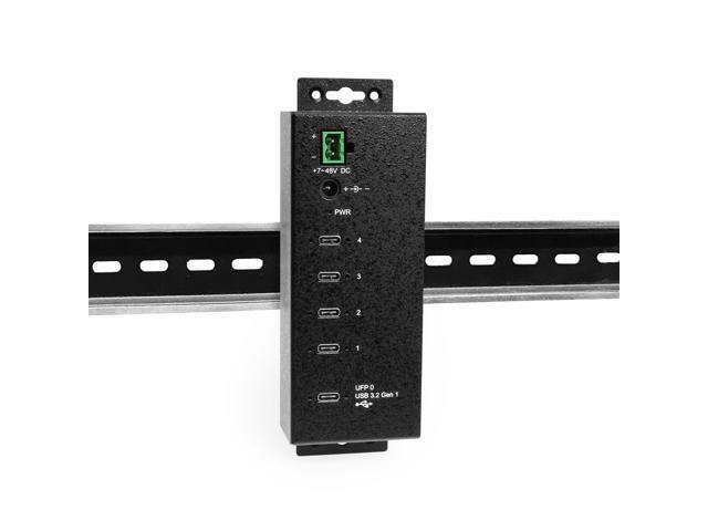 Coolgear 4-port USB-C 3.2 Hub w/ 15KV ESD Surge Protection DIN RAIL Mount