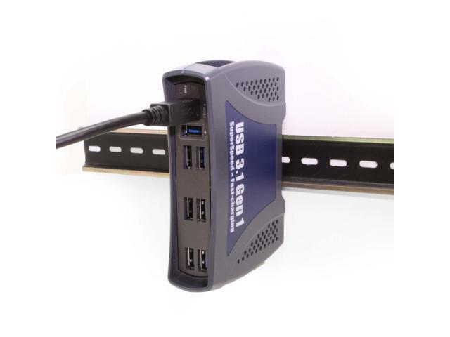 Coolgear 9 Port USB 3.2 Gen 1 Hub w/ Integrated DIN-Rail Clip