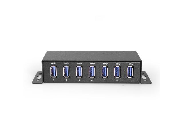 Coolgear 7 Port USB 3.2 Gen 1 Mini Powered Hub w/ ESD Surge Protection & Power Adapter