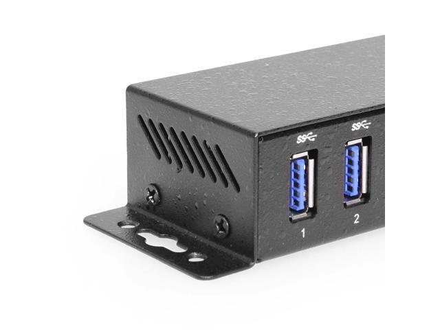 Coolgear 7 Port USB 3.2 Gen 1 Mini Powered Hub w/ ESD Surge Protection & Power Adapter