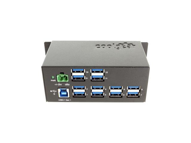 Coolgear 12-Port USB 3.2 Gen1 w/15KV ESD Surge Protection DIN Rail Mount